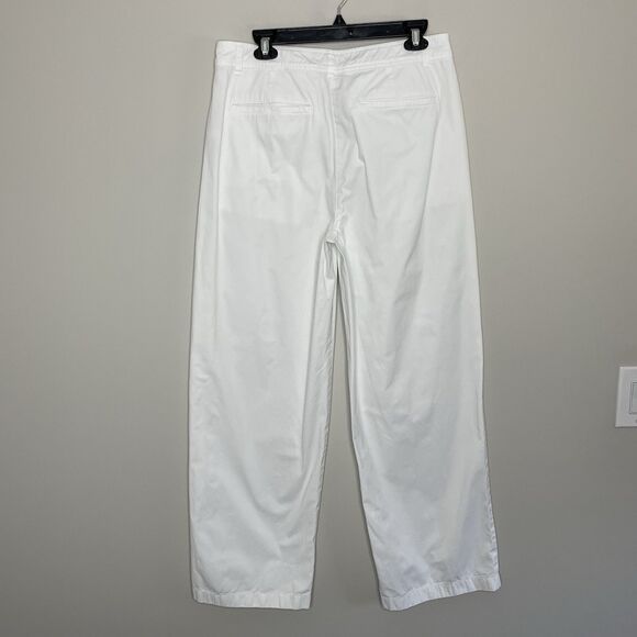 J.CREW Pleated Pants Women 10 Button Front Wide Leg Chino Cotton White BZ697 - Picture 5 of 13